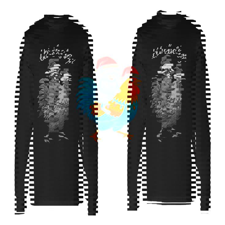 Let The Chaos Begin Raccoon Riding Rooster Christmas Long Sleeve T-Shirt Gifts ideas