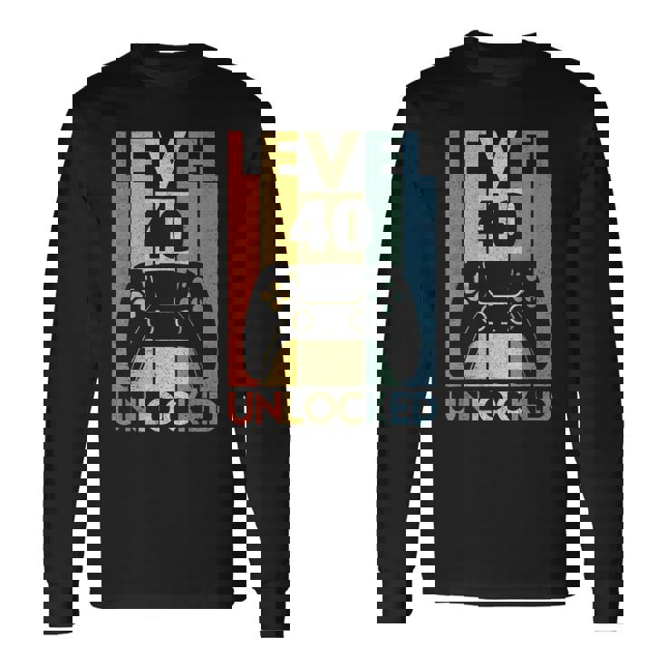 Level 40 Unlocked ideo Gamer 40Th Birthday 長袖Tシャツ