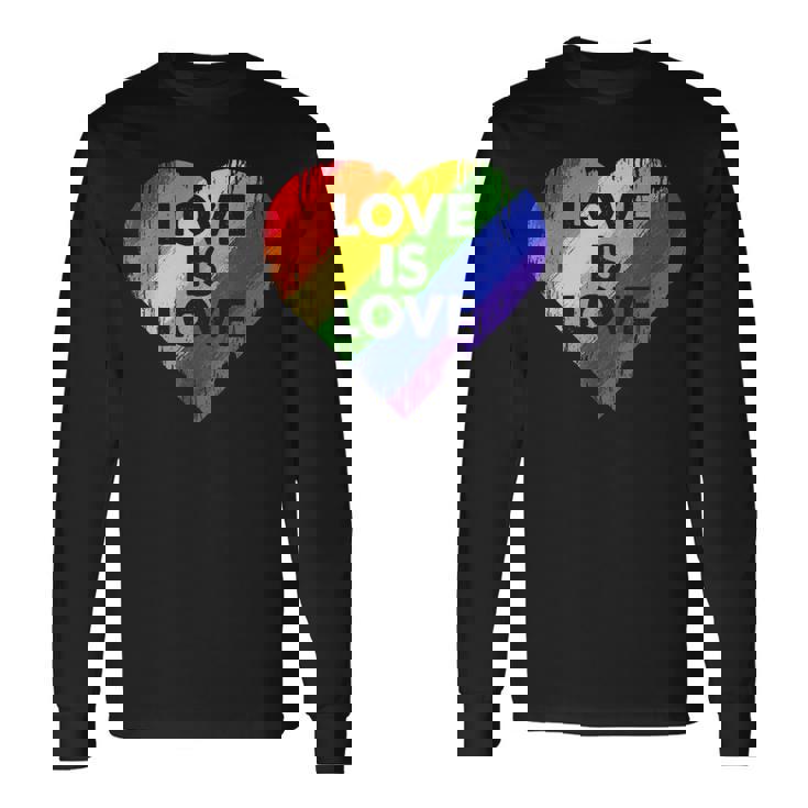 Lgbt Love Is Lovetシャツレトロハートゲイレズビアンプライド月間 長袖Tシャツ