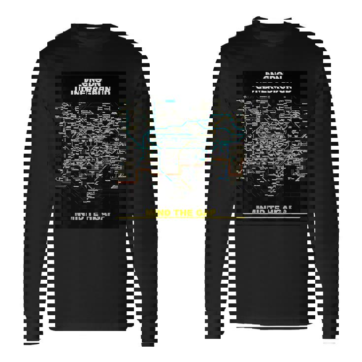 London Underground Mind The Gap Map England Uk 電車管 長袖Tシャツ