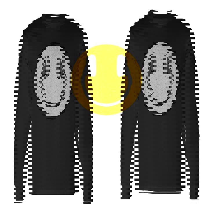 Love The 90年代レトロビンテージヘッドホン スマイルグランジミュージックdj 長袖Tシャツ