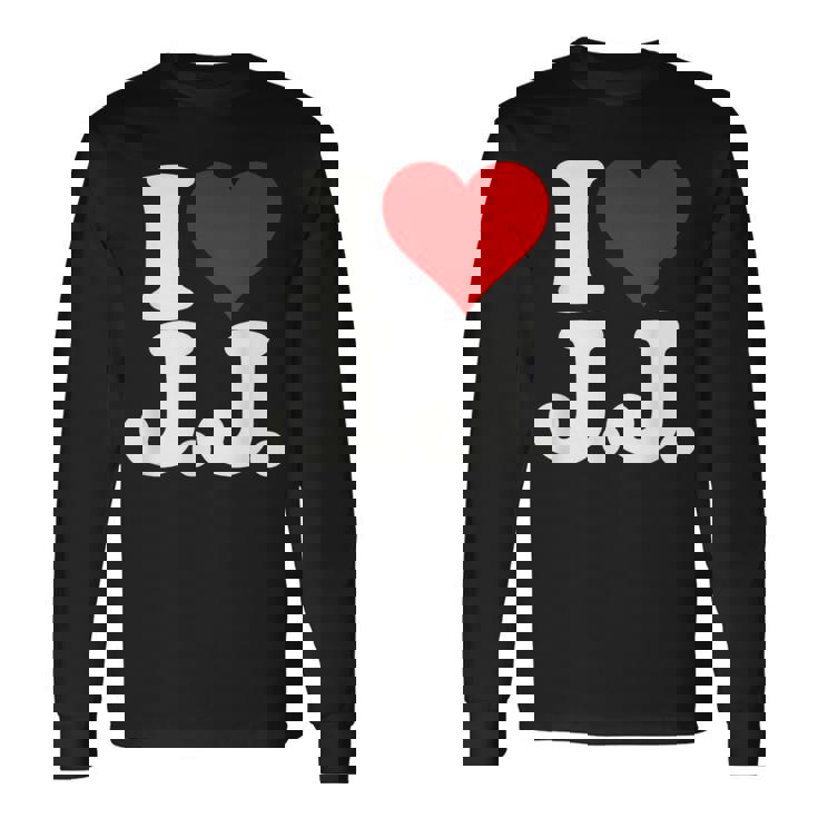 I Love Heart JJ Jj J J イニシャル 長袖Tシャツ