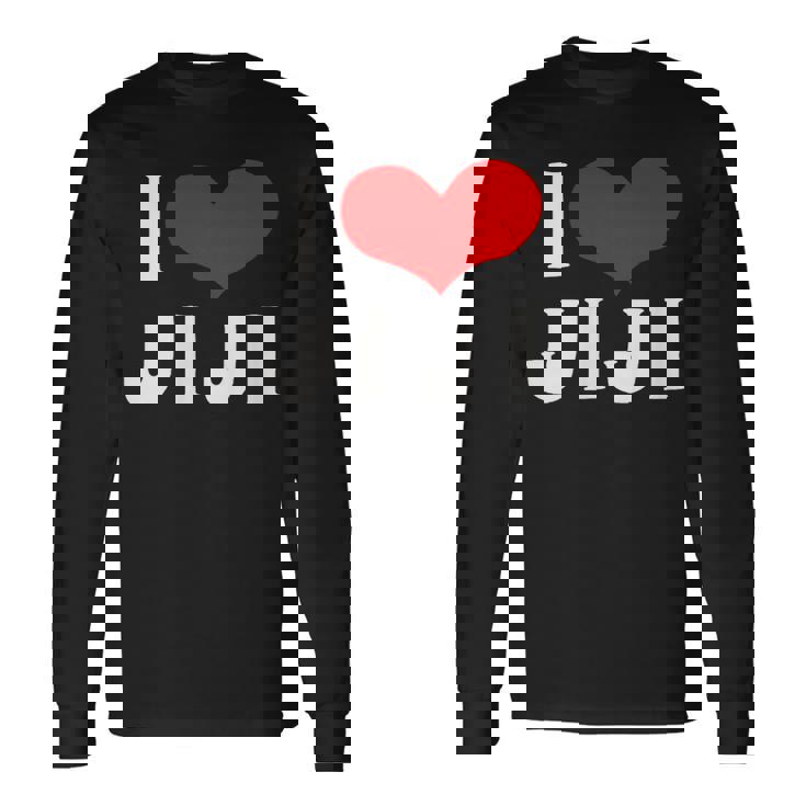 I Love Jiji 愛 ハート じーじ じいじ おじいさん 父の日 家族 家族写真 記念写真 おもしろ かわいい 長袖Tシャツ