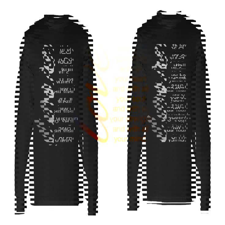 Love The Lord With All Your Heart 聖書の言葉 長袖Tシャツ