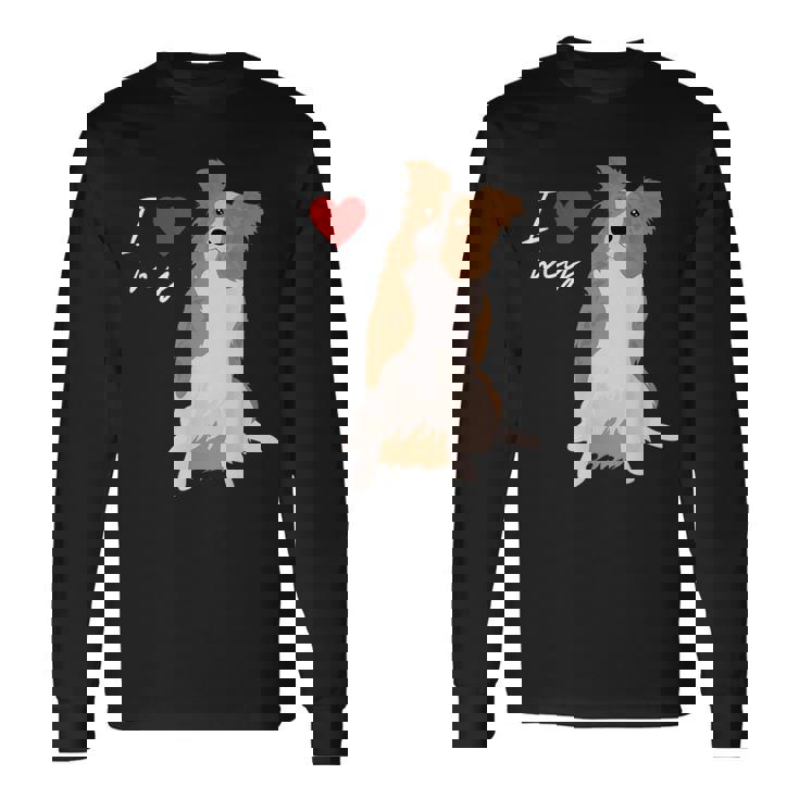 I Love My & Red Merle ボーダーコリー ドッグラバー。 長袖Tシャツ