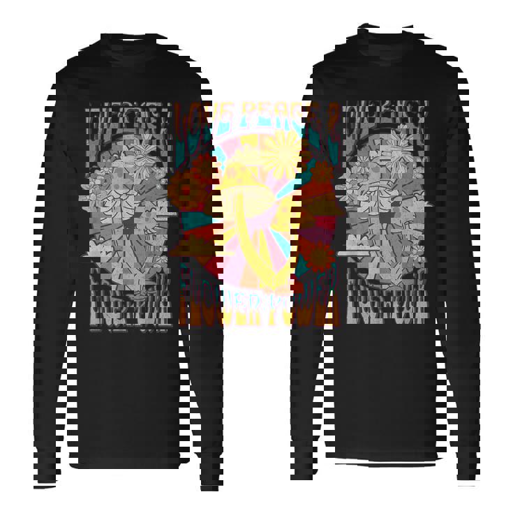 Love Peace ヒッピーコスチューム 60年代 70年代 フラワーフェスティバル衣装 長袖Tシャツ ギフトのアイデア
