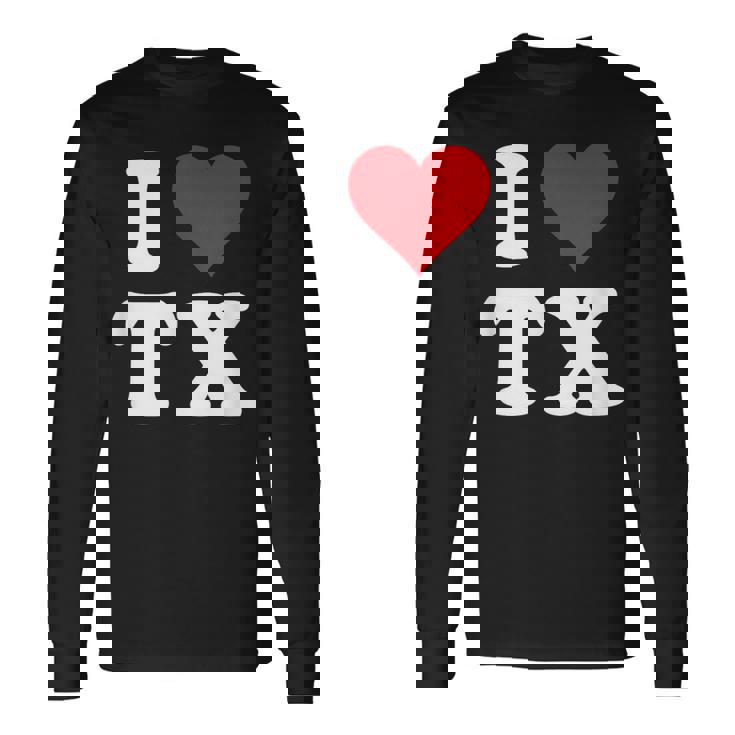 I Love Tx Initials I Heart TX First Last Name T X 長袖Tシャツ
