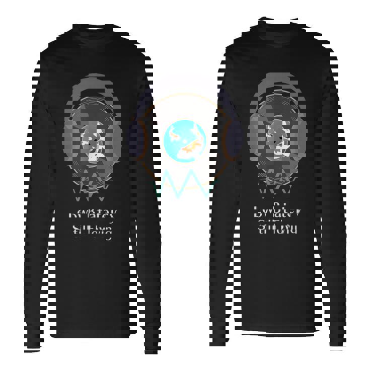 Low Batterytill Flowing 錦鯉 音楽 ヘッドホン 和風 低電力 共感 デザイン 長袖Tシャツ ギフトのアイデア