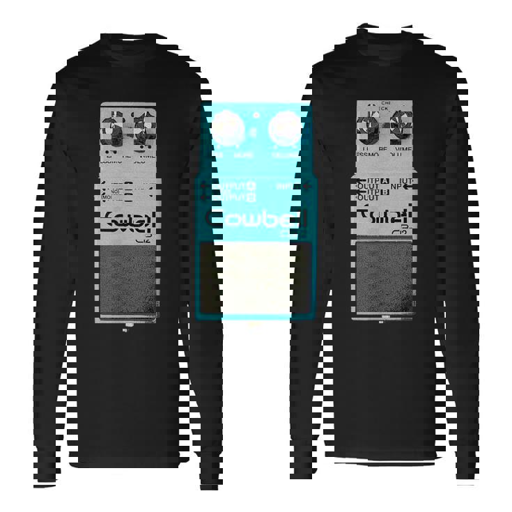 Mehr Cowbell ミュージシャン ミーム パロディ ギターペダル 長袖Tシャツ