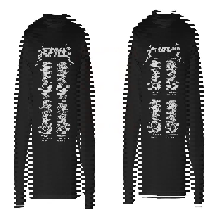 Metaphysica 面白いギリシャ哲学者ロックレトロデザイン 長袖Tシャツ