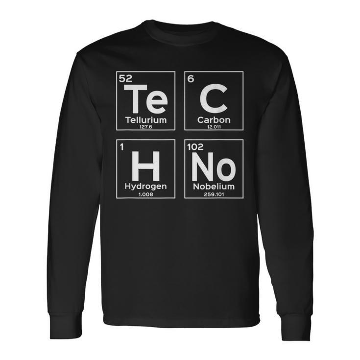 Música Techno Tabla Periódica De Elementos Rave Camiseta de manga larga