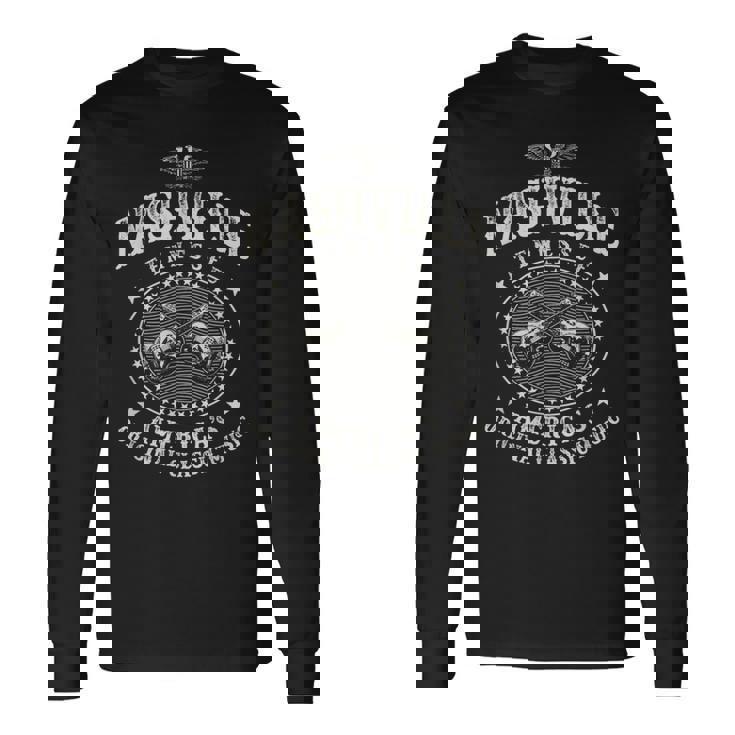 Nashville Music City Usa ビンテージギター 長袖Tシャツ