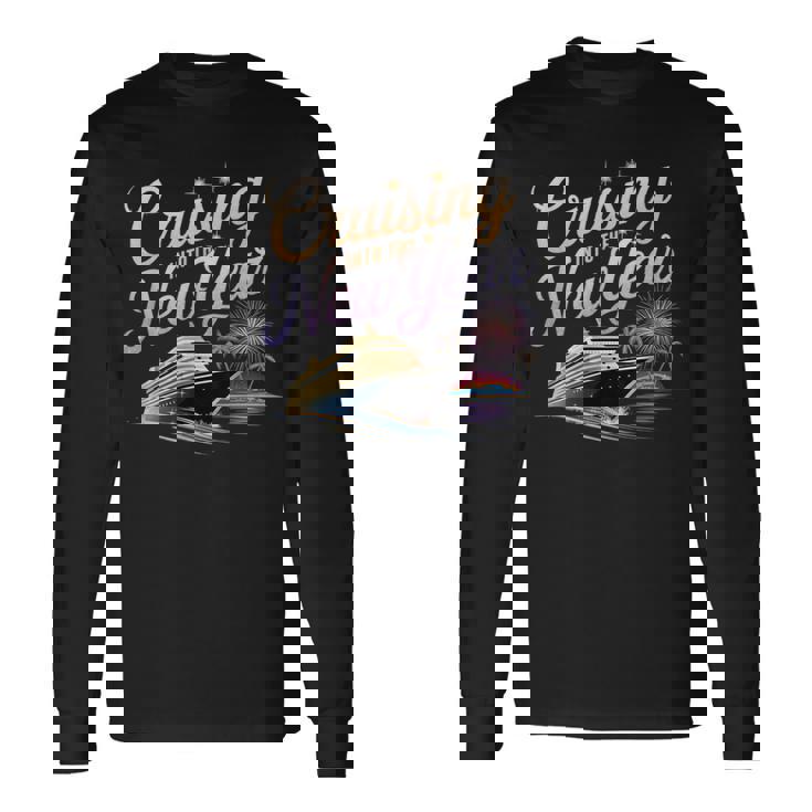New Year 2026 Cruise Party Celebrations -Adults Black Small Short Sleeve Crew Collar Straight Fit Polyester 100 Unique New Year's Eve Cruise Long Sleeve T-Shirt