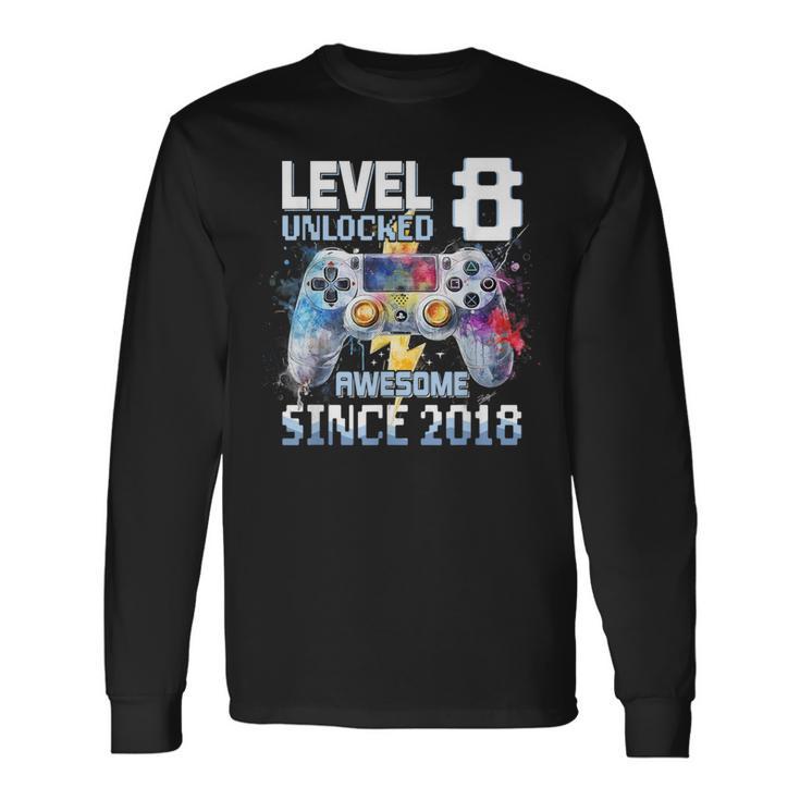 Nivel 8 Desbloqueado Cumpleaños Niño 8Vo Desbloqueadoideojuego Camiseta de manga larga