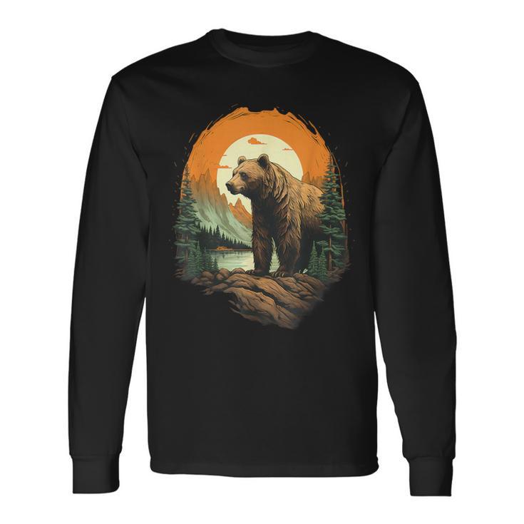 Oso Colorido Paisaje Bosqueidailvestre Animales Amantes Camiseta de manga larga