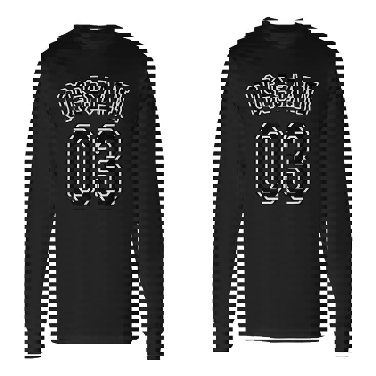 Ossan 03 オッサン（チームユニフォーム風）【変なデザイン屋さん】文字 面白い 長袖Tシャツ