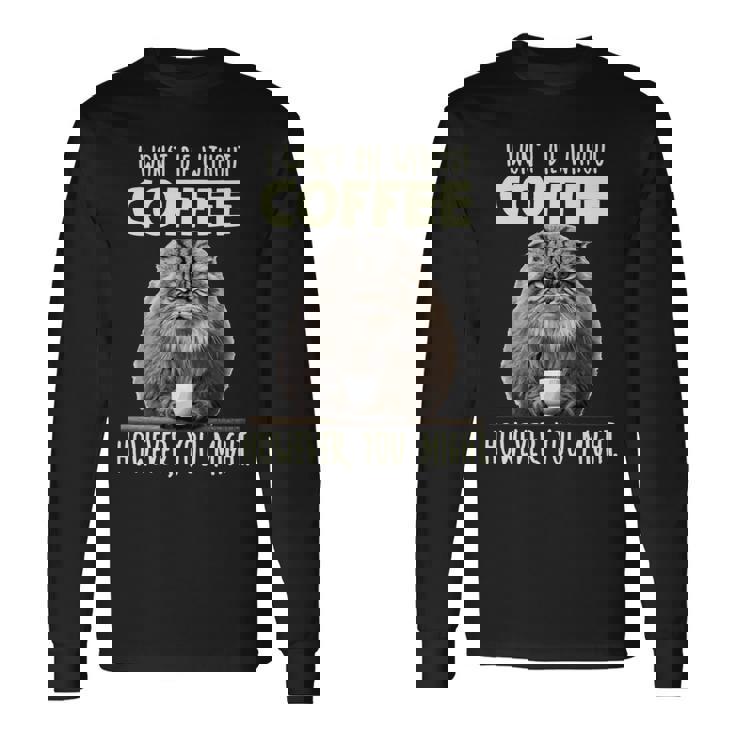 Pallas Cat T コーヒー愛好家のための朝の不満 マヌルネコ 長袖tシャツ 長袖Tシャツ