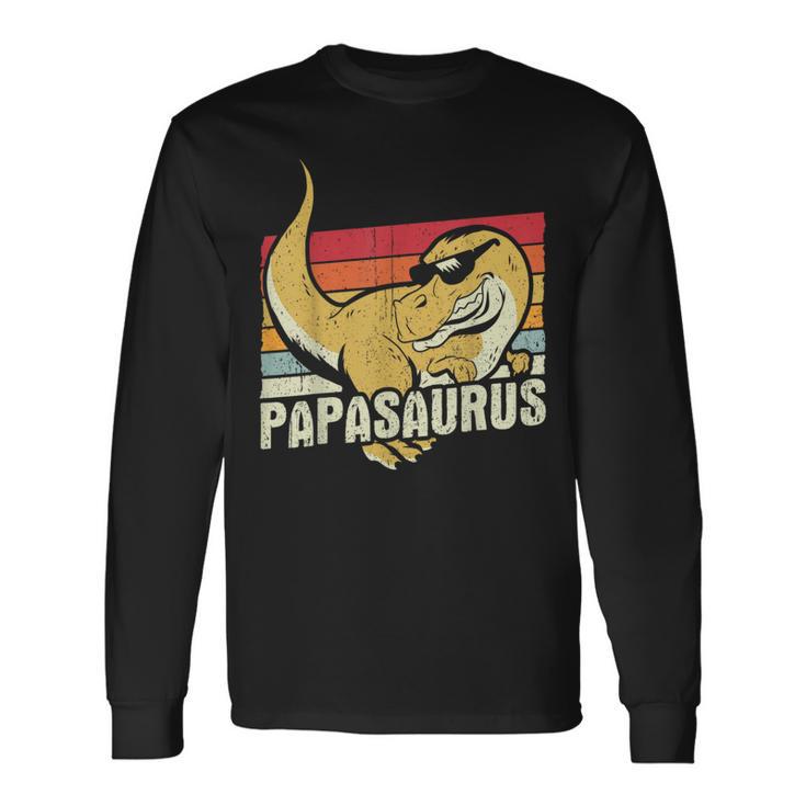 Papasaurus Rex Dinosauro Papaaurus Retro Maglietta a maniche lunghe