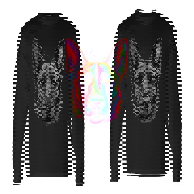 Pastor Belga Malinois Colorido Maligator Camiseta de manga larga