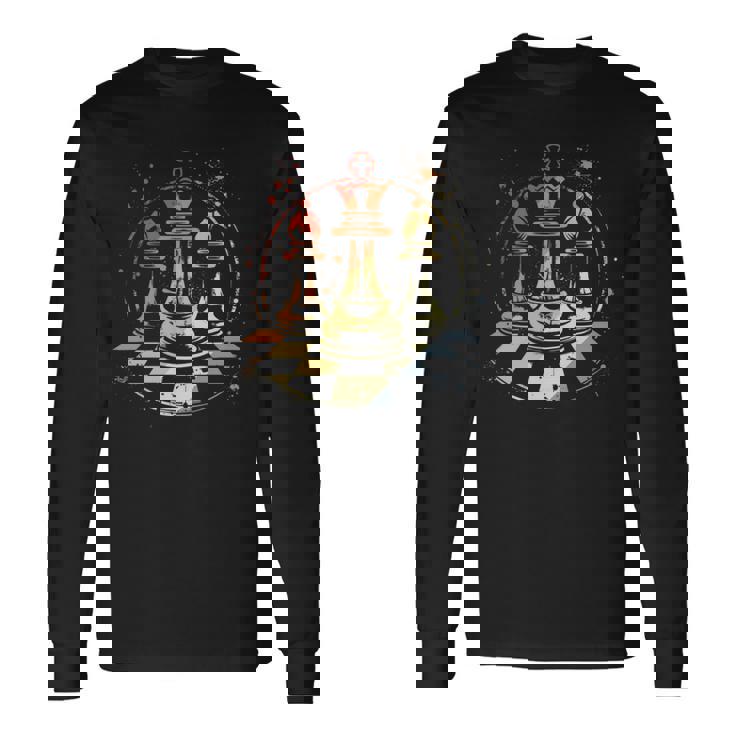 Piezas De Ajedrezketch Retrotyle Hobby Manga Larga Camiseta de manga larga