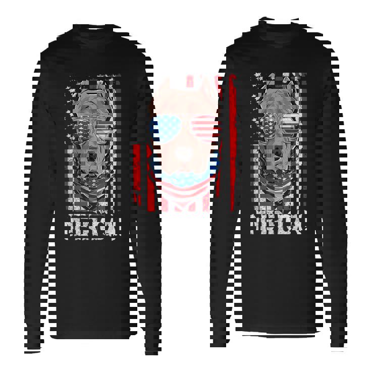 Pit-Bull Usa 愛国的な犬服 アメリカ国旗 メンズ 長袖Tシャツ ギフトのアイデア