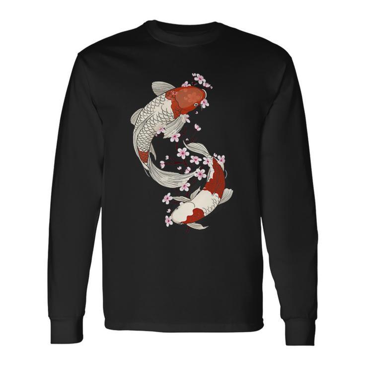 Poisson Koï Japonais Et Fleurs De Cerisier À Deux Côtés T-shirt à manches longues
