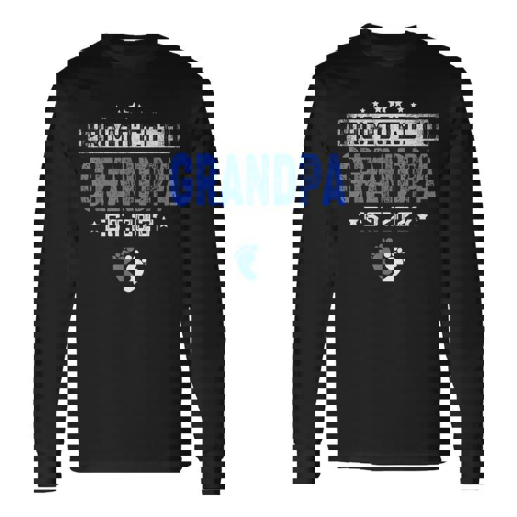 メンズ Promoted To Grandpa Est 2027 Dad 長袖Tシャツ