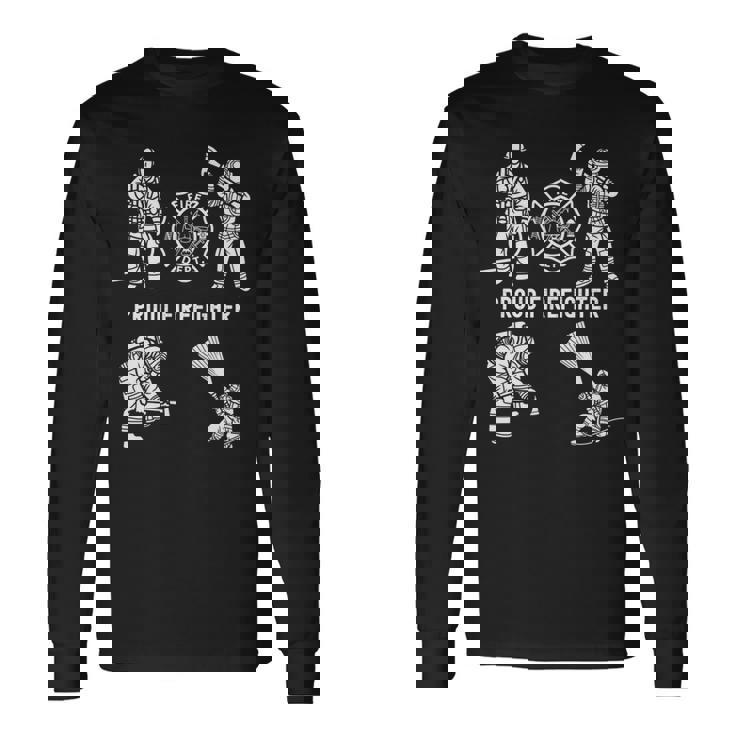 Proud 消防士 消防用品 グラフィック シンボル 消防士 長袖tシャツ 長袖Tシャツ