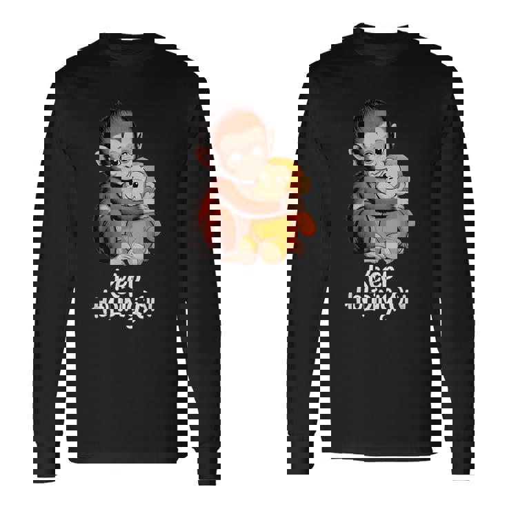 Punch Keep Holding On Cute Baby Monkey グラフィック 長袖Tシャツ