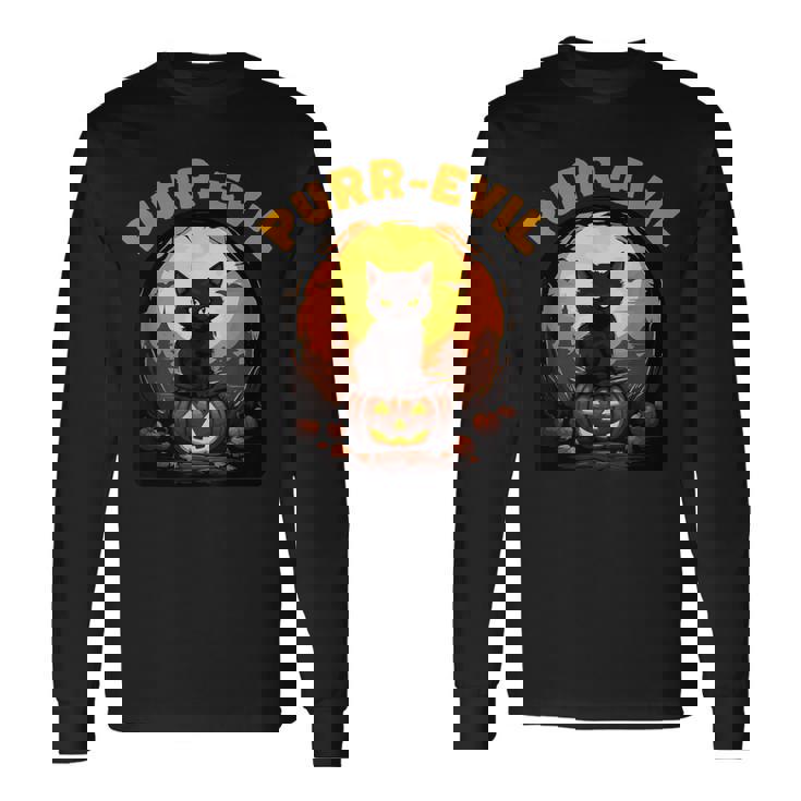 Purr-Evil お化け猫 ハロウィン 長袖Tシャツ
