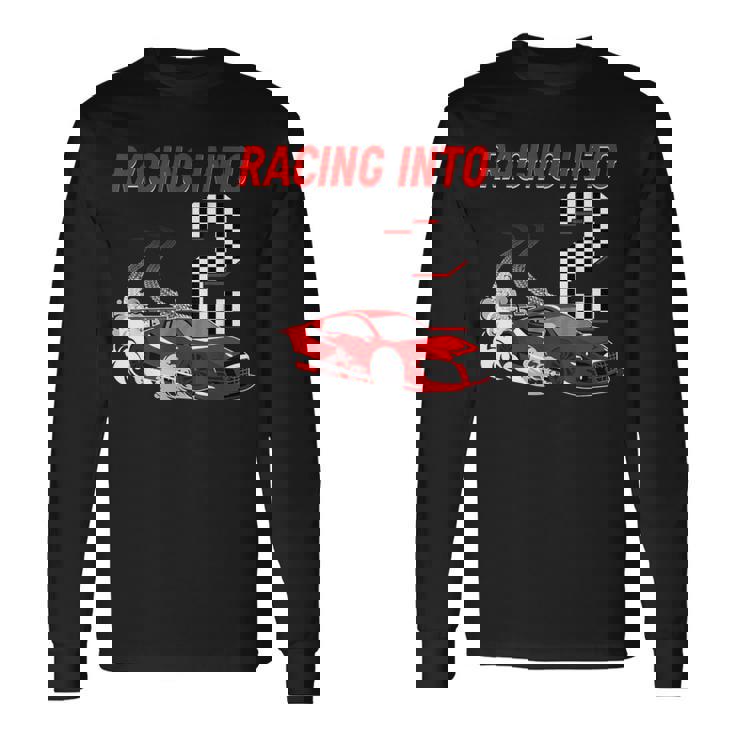 Racing Into 2Nd Birthday レースカー 2歳 幼児 男の子 長袖Tシャツ
