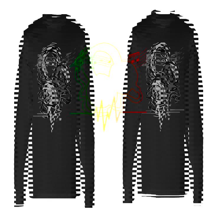 Rasta レゲエ ミュージックヘッドフォン ビンテージ 長袖Tシャツ