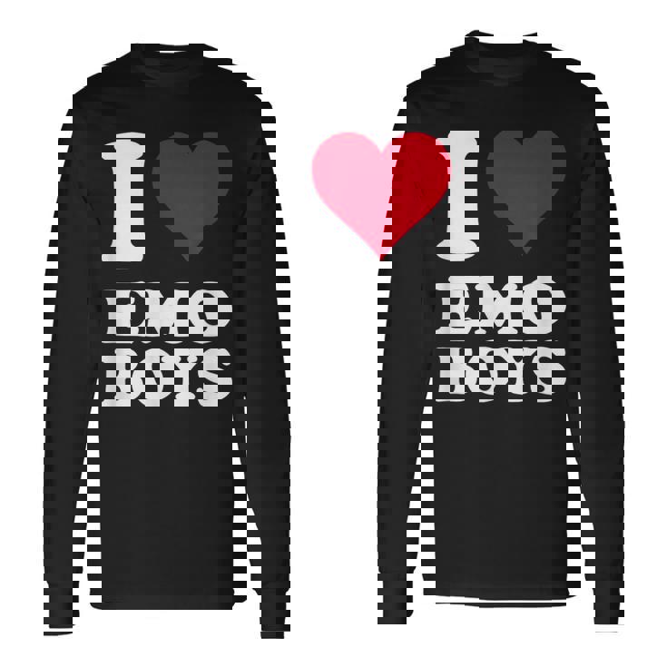 Red Heart I Love Emo Boys 長袖Tシャツ