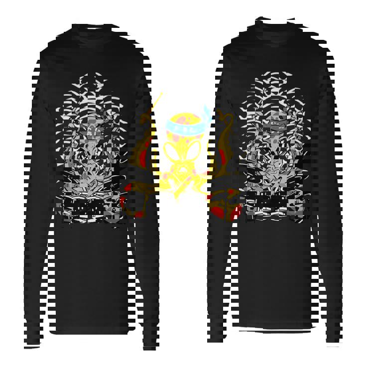 Retro Drumsticks Drummer Drums Hand 長袖Tシャツ