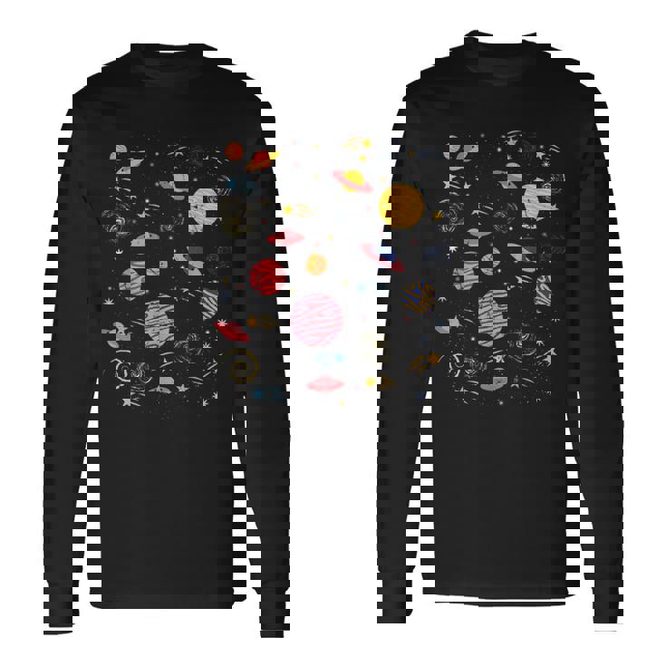 Retro Galaxies Indie Aesthetic Pop Art Hippy Long Sleeve T-Shirt