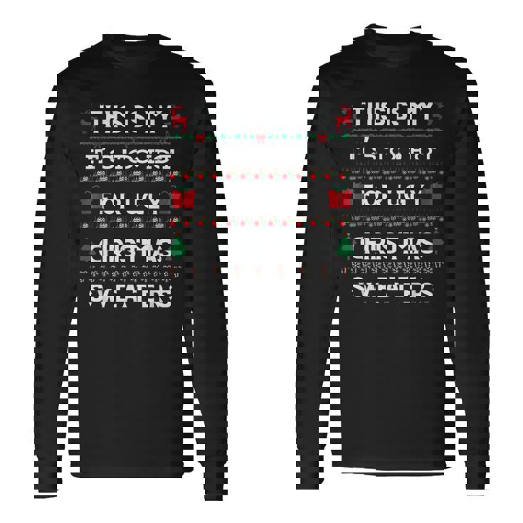 Retro Ugly Christmas Sweater Candy Cane Tree Vibes Long Sleeve T-Shirt