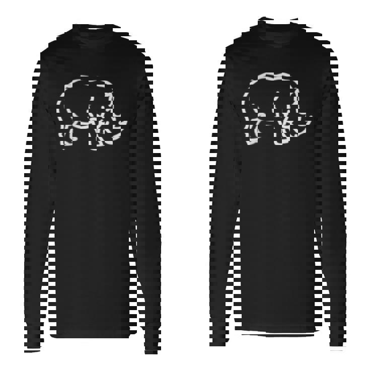 Rhino バッジ パッチライン アート アイコン アウトライン ギフト 長袖Tシャツ