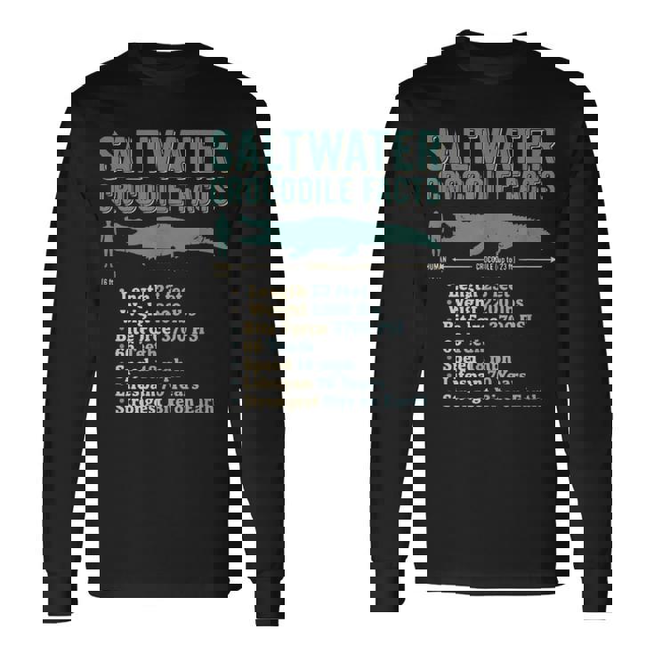 Saltwater Crocodile Facts Diagram Statistics Info Long Sleeve T-Shirt