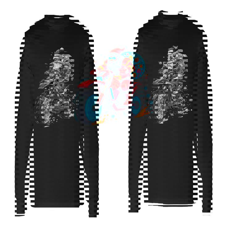 Santa Claus Riding Dirt Bike In a Fun Festive Holiday Ride Tank Top Long Sleeve T-Shirt