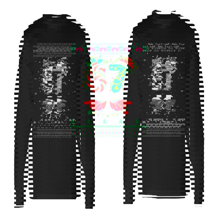 Santa Hands 67 Christmas Ugly Sweater Six Seven Meme 6 7 Long Sleeve T-Shirt