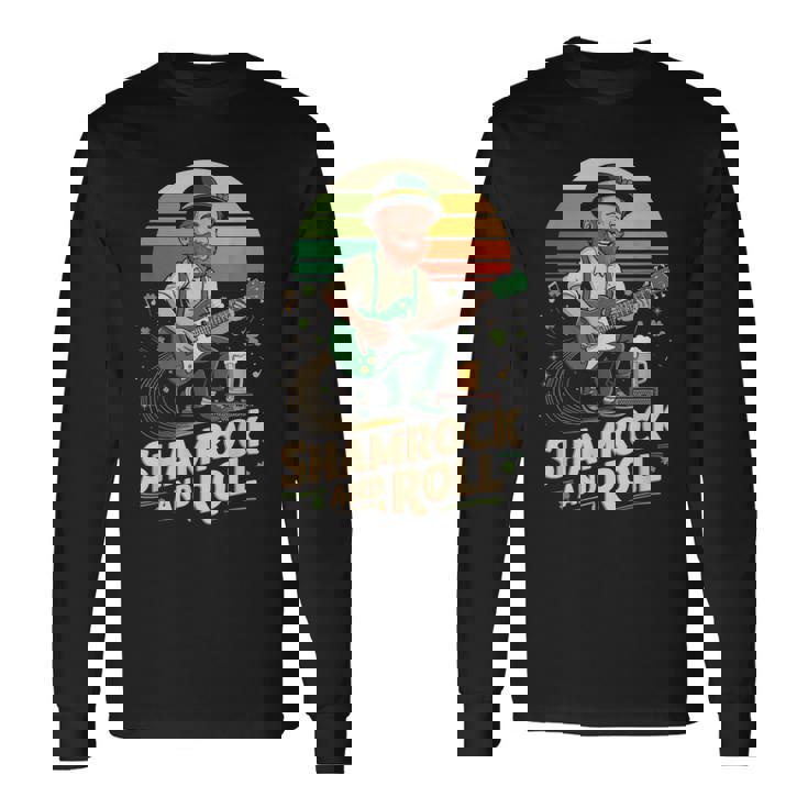 Shamrock And Roll Leprechaun Guitar Long Sleeve T-Shirt