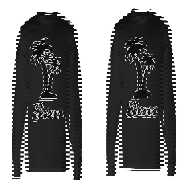 Shonan（湘南）サーファー ヤシの木 パームツリー（黒 ブラック 文字）【47都道府県】ジモt ティ 長袖Tシャツ