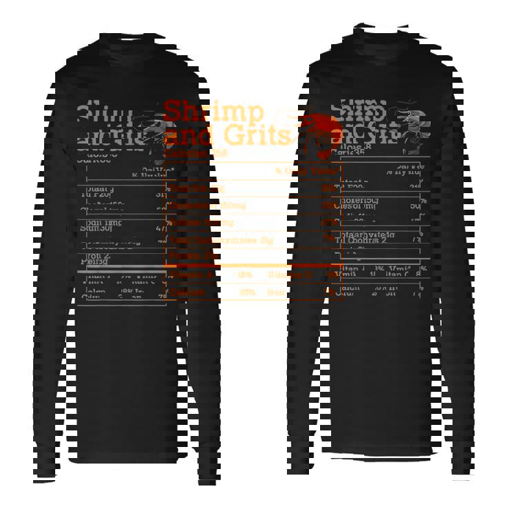Shrimp And Grits Nutrition Facts Label Calories Protein Food 長袖Tシャツ