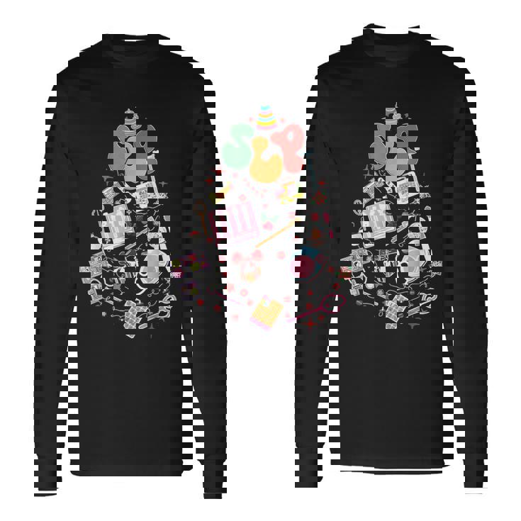 SLP Christmas Tree Speech Language Pathologist OT PT Xmas Long Sleeve T-Shirt