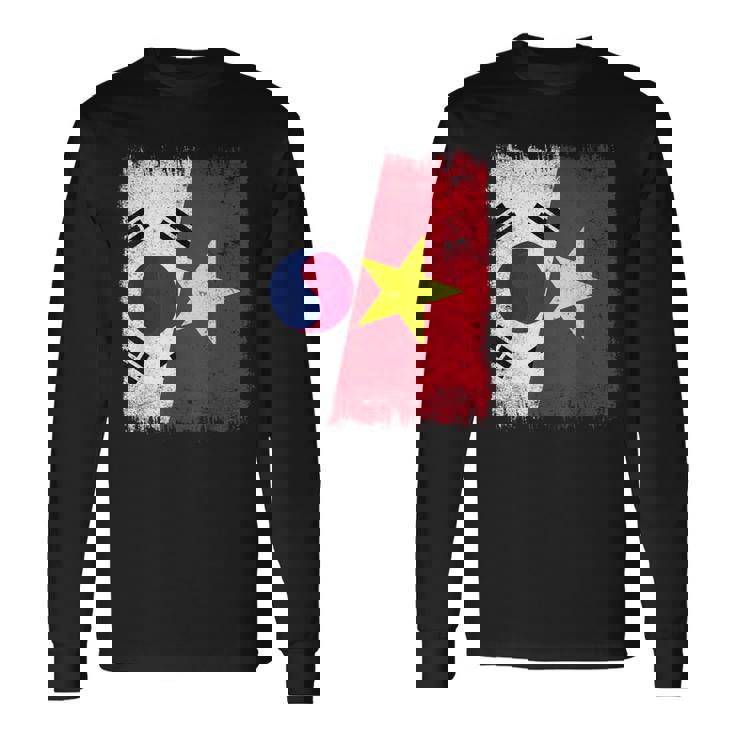 South Korea Vietnam Half Flag South Korean Vietnamese Jersey Long Sleeve T-Shirt