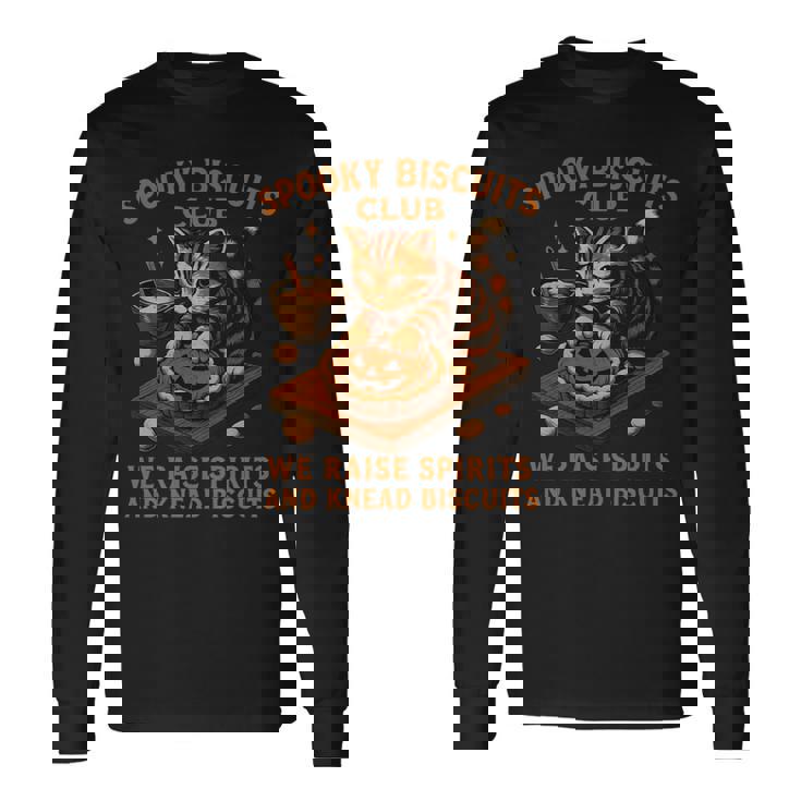 Spooky Biscuits Club Cat 面白い ハロウィン ベーキングベイカー 長袖tシャツ 長袖Tシャツ