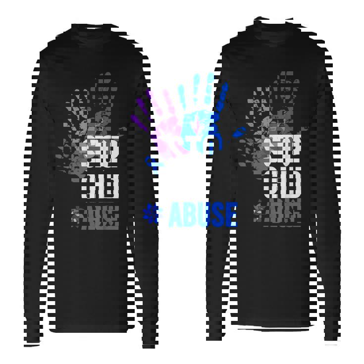 Stop Child Abuse 児童虐待をやめなさい 長袖Tシャツ