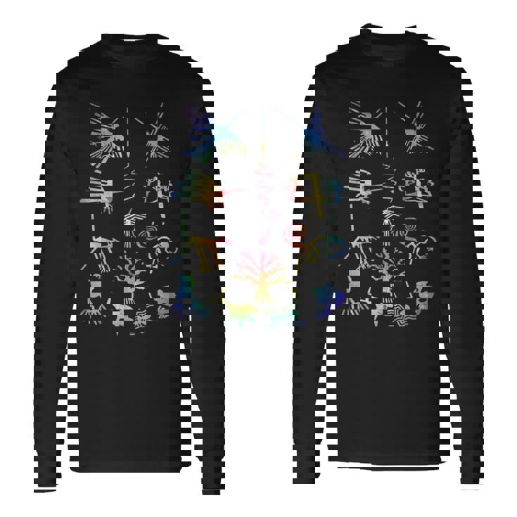 Travel Peru Nazca Lines マチュピチュ ファミリーバケーション 絞り染め 長袖Tシャツ