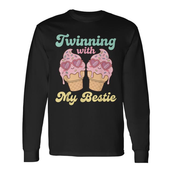 Twinning With My Bestie Matching Twins Day Ice Cream Long Sleeve T-Shirt Gifts ideas