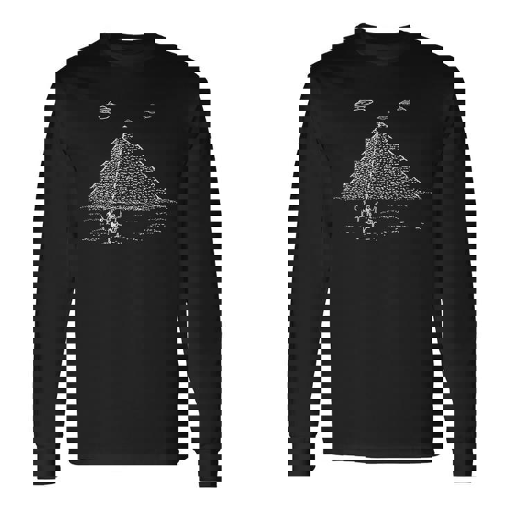 Ufo ピラミッドフライングソーサーギフト 面白いエイリアン 長袖Tシャツ